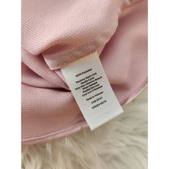 Talbots Womens Peplum Top Pink Solid Long Sleeve Tie Front Zip Blouse Career 4 - Picture 6 of 6